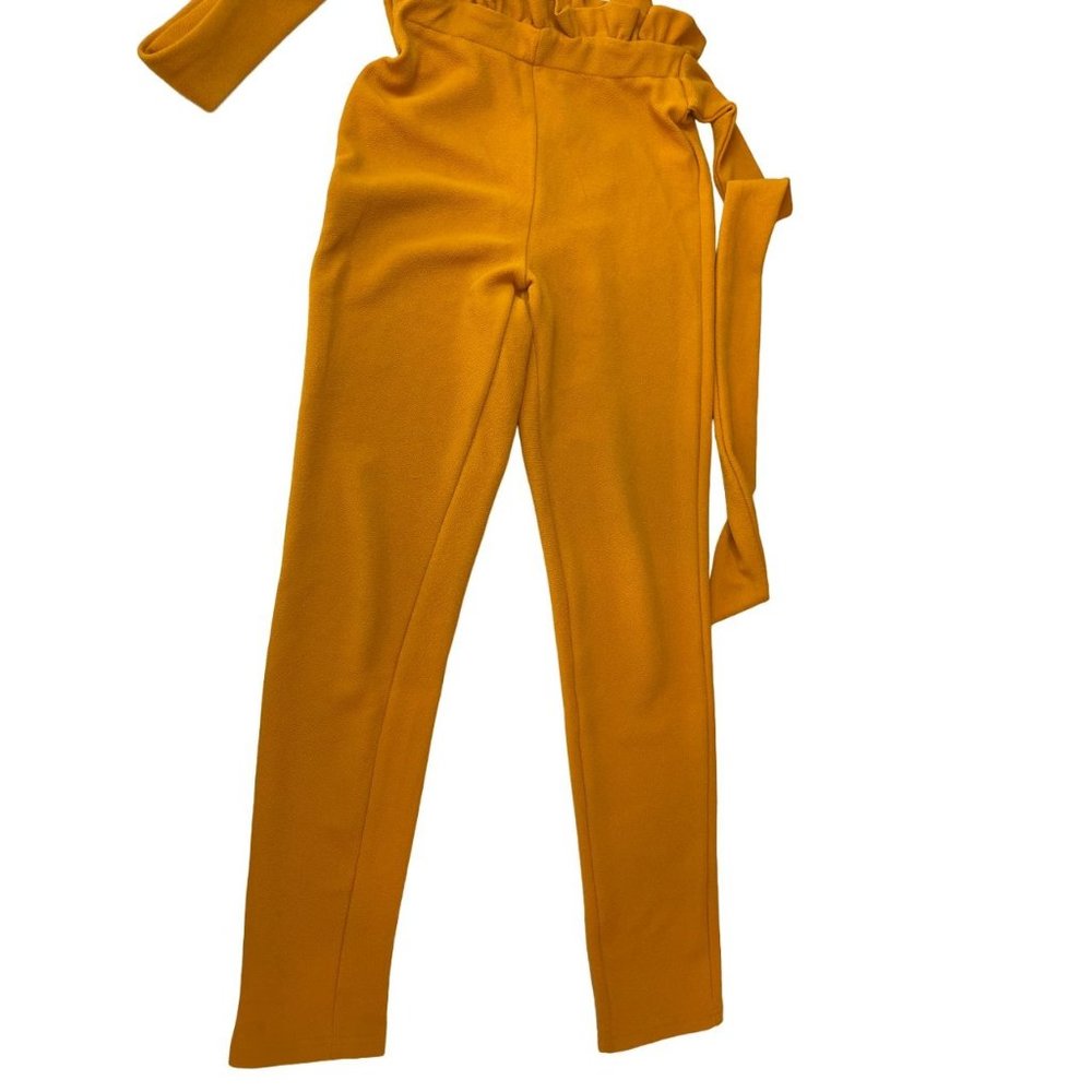 Shein Womens Skinny Pants Unity Belted Paperbag Waist High Rise Orange Size XS